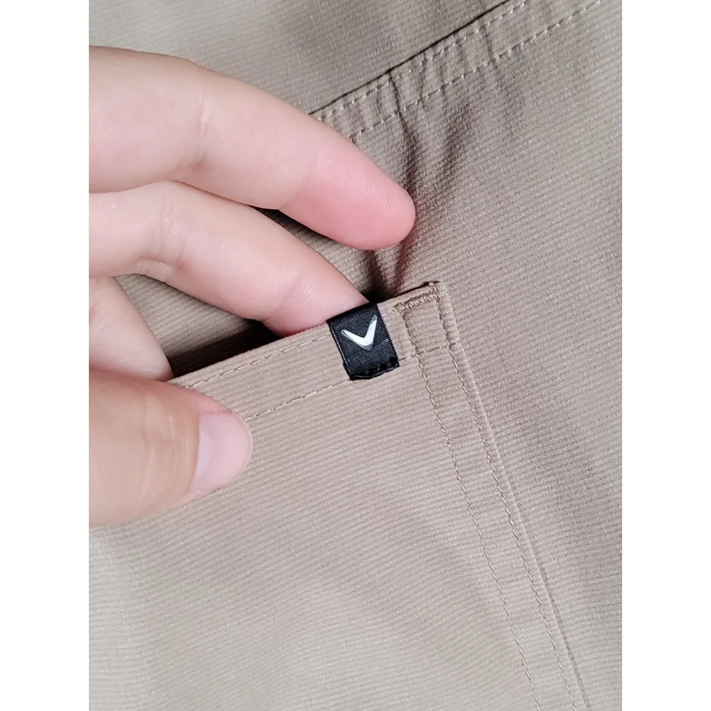 Callaway Golf Pants Mens 36x30 (Fits 36x27.5) Khaki Straight Flat Front Stretch
